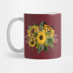 Sunflower Butterfly Bouquet Mug,coffee mug,t-shirt,sticker,tote,bag,apparel,magnet,pin,hoodie,pillow Mug